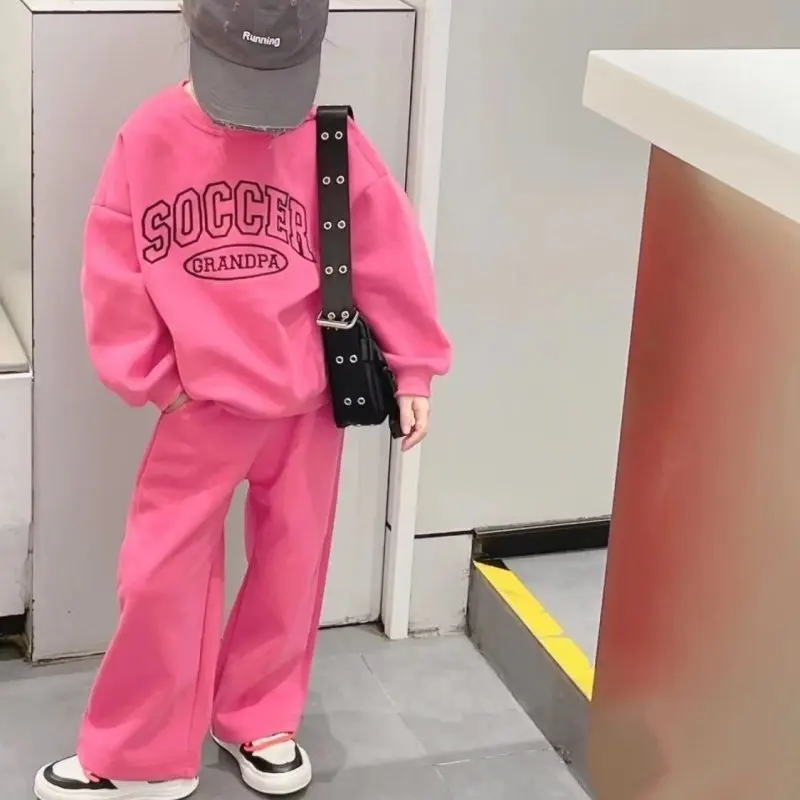 

Spring Autumn Kids Tracksuit Girls Cotton Alphabet Sweatshirt+Sweatpant School Child Outfit Student Workout Sets 3-10Yrs