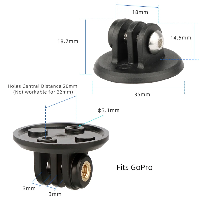 Adattatore Universale Per Ciclocomputer E Action Cam | Supporto Con Fori Da 22mm | Compatibile Garmin Edge, GoPro, Luci Bici | Montaggio Semplice E Sicuro