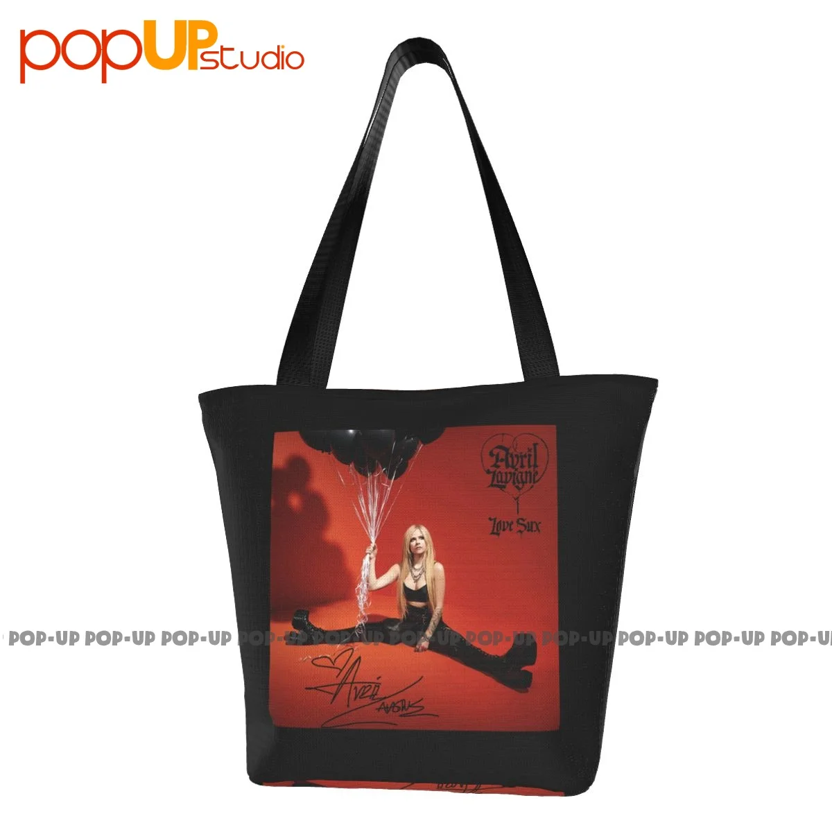 Avril Lavigne Love Sux Album Cover Signed Trendy Handbags Tote Bag Shopping Bag Eco-Friendly