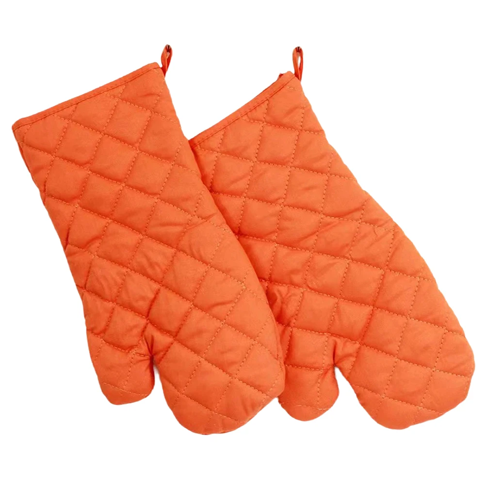 2pcs Microwave Oven Glove Cotton Insulated Baking Heat Resistant Gloves Oven Mitts Terylene Non-slip Kitchen Tool
