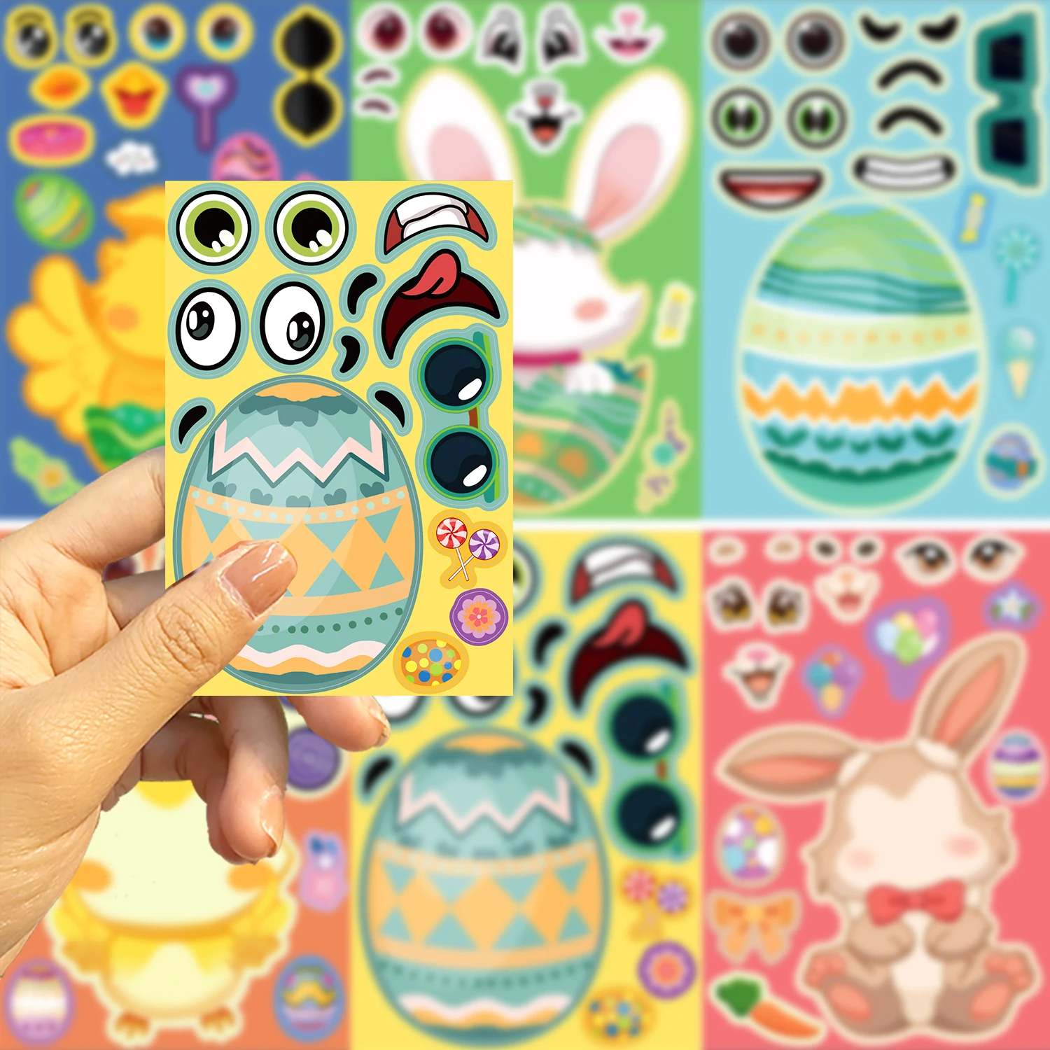 Easter Stickers 8/16/24Sheets Egg Decorating Bunny Stickers Easter Activities Party Favors Games Crafts Gifts Bags colorful stickers decorative stickers paper stickers