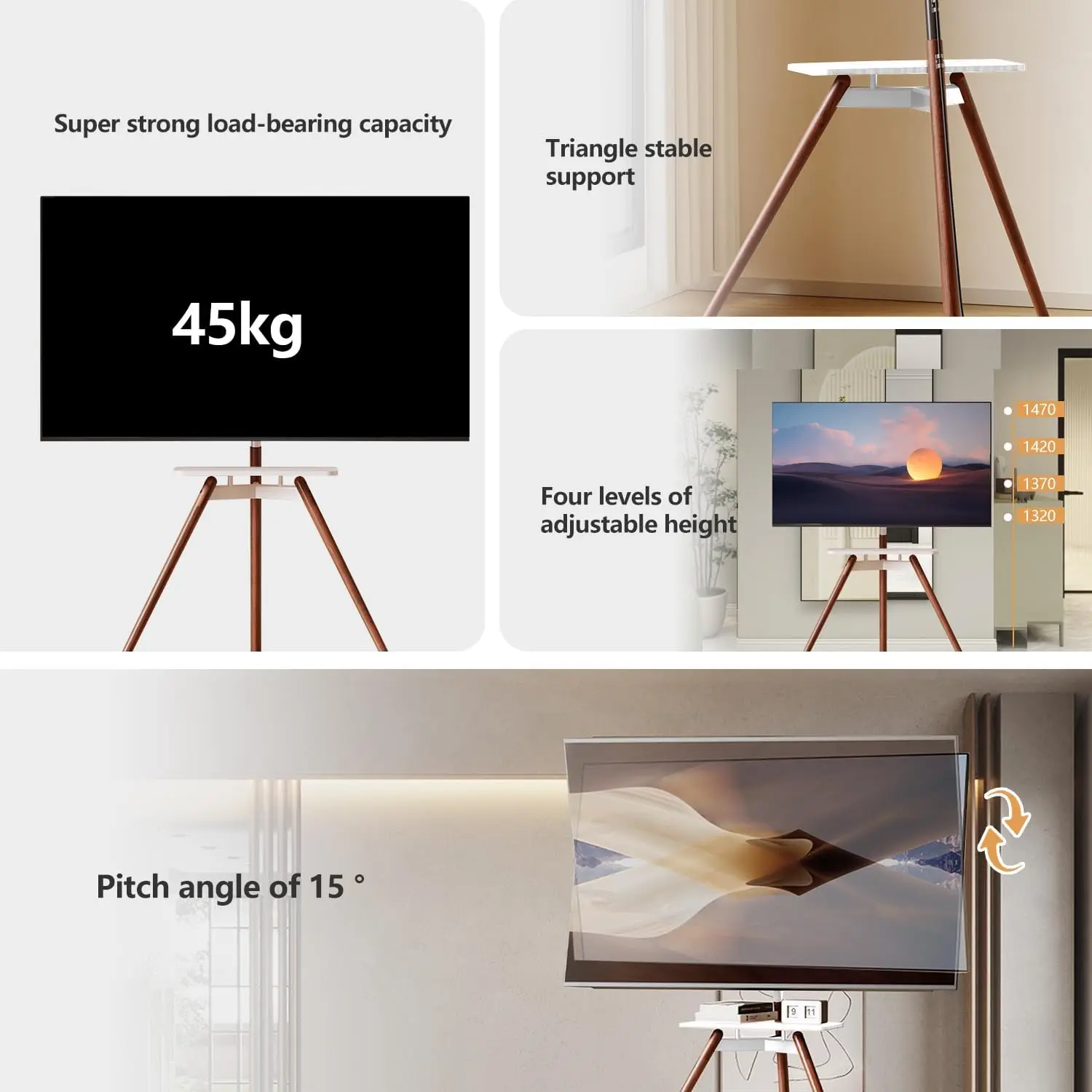 حامل تلفزيون لشاشات 32-75 بوصة - حامل تلفزيون ثلاث...