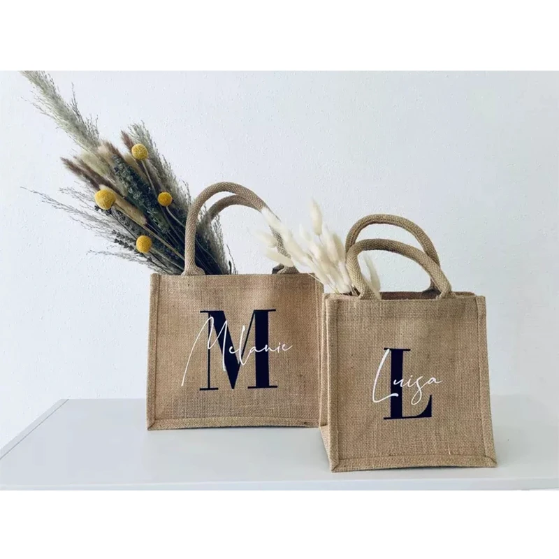 Bolsa De Yute Con Diseño De Flor De Nacimiento Con Nombre Personalizado