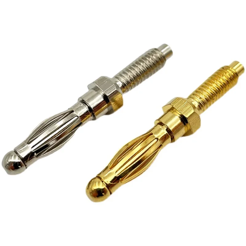 4mm 바나나 플러그 커넥터 20Pcs 나사형 스크류 타입 랜턴 헤드 오디오 앰프 테스트 프로브용 남성 터미널 스터드 골드 실버