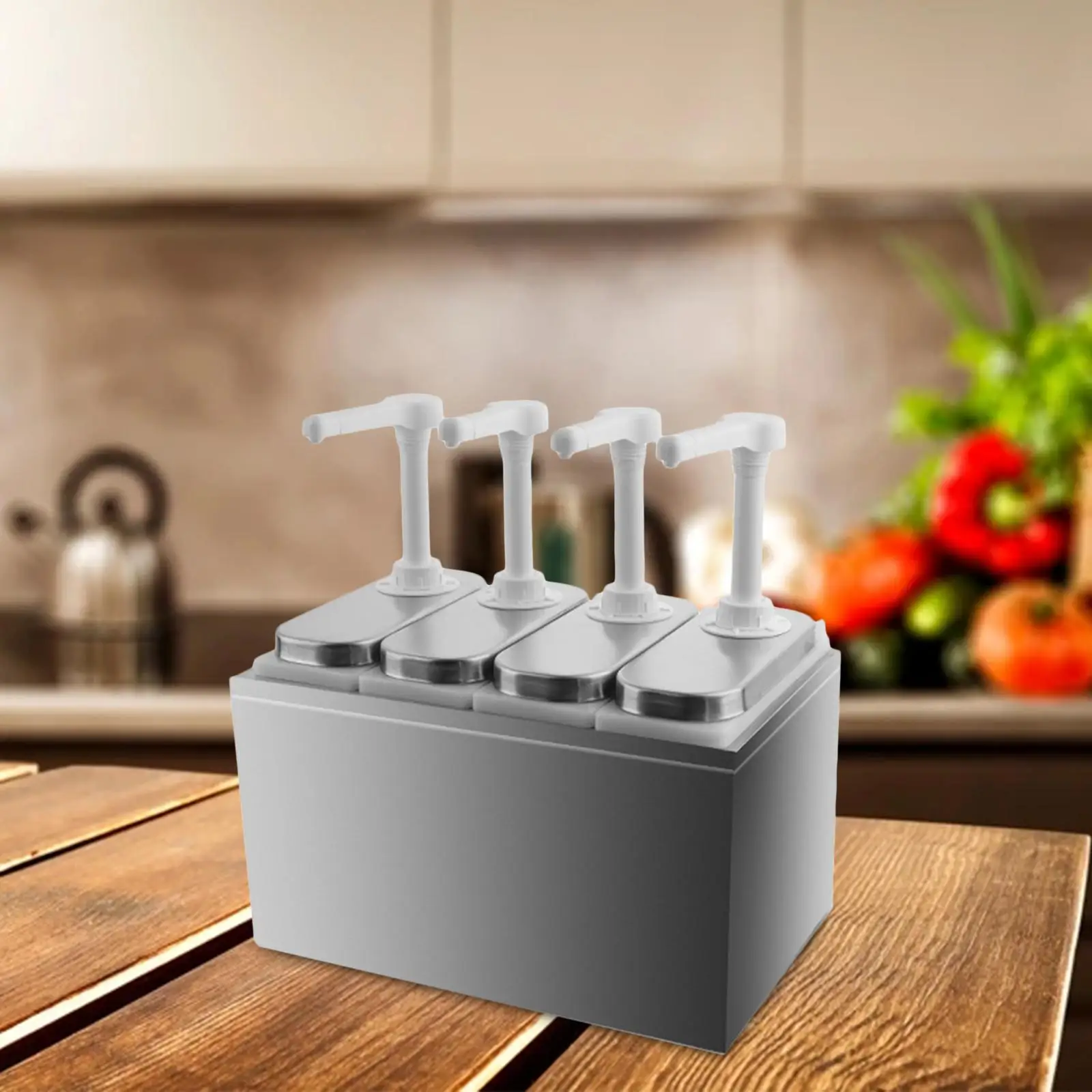 Sauce Dispenser 1L Condiment Pump Station, Stainless Plastic Inner Box Wide Applications Premium Quality