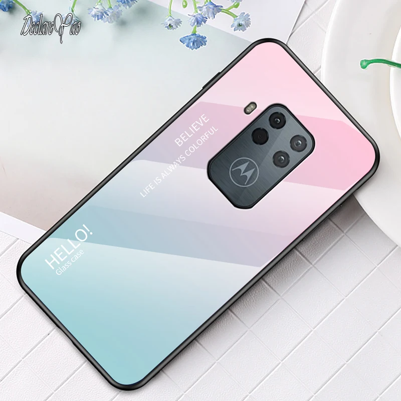 for Moto One Zoom Glass Case DECLAREYAO Luxury Hard Mirror Tempered Glass Coque For Moto G7 Power G7Play G5S Puls G6 Plu_voghion.com