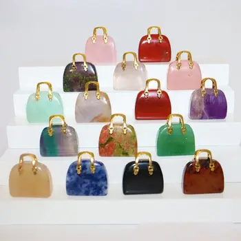 Crystal Handbag Carved Stone Ornament 1