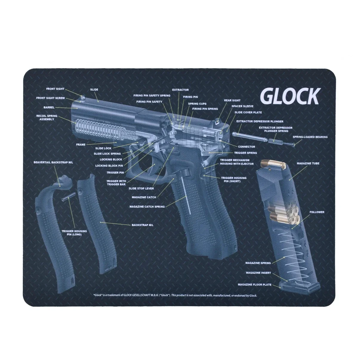 Tactical Gun Cleaning Mat Rubber SIG P250 CZ Shadow 2 SA Glock 17 19 With Parts Diagram Instructions Mouse Pad