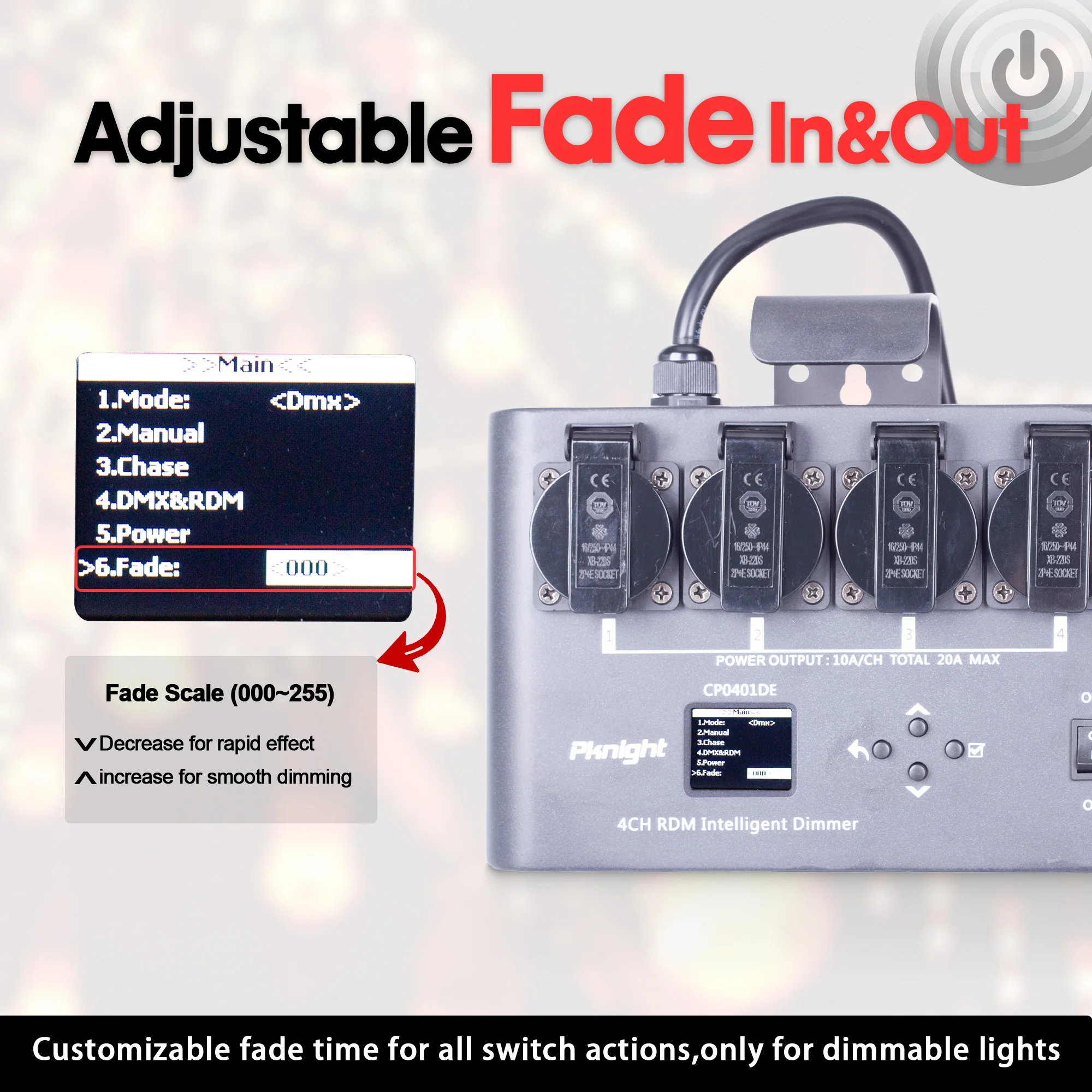 Pknight 4-channel RDM/DMX Dimmer/Switch/relay pack Lighting Accessories