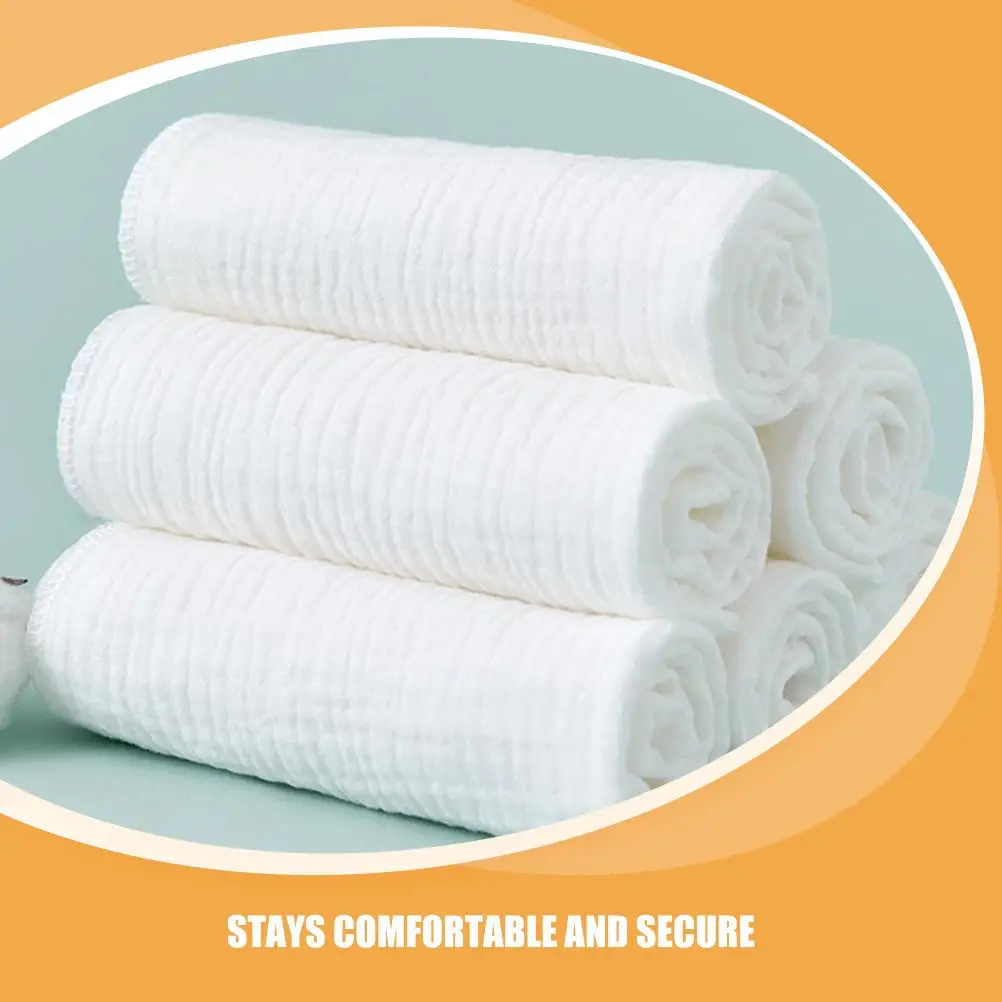 8 Pcs Cotton Diapers Reusable Washable Baby Cloth Nappies 43x45cm White Newborn Muslin Burp Cloth Toddler Pee Training Diaper - 4