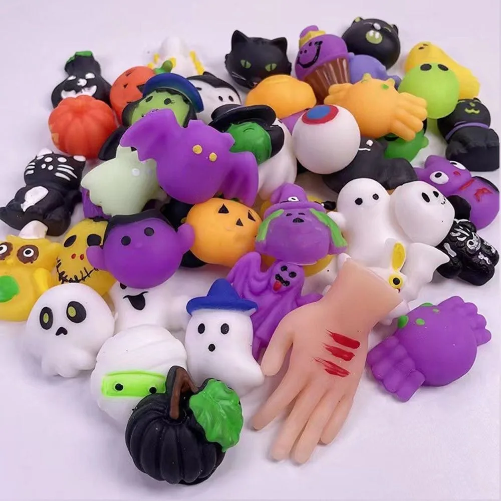

10pcs Random Style Stress Relief Toys Stress Relief Halloween Mochi Squishies Toys Pumpkin/Spider/Ghost/Squeeze Halloween Toy