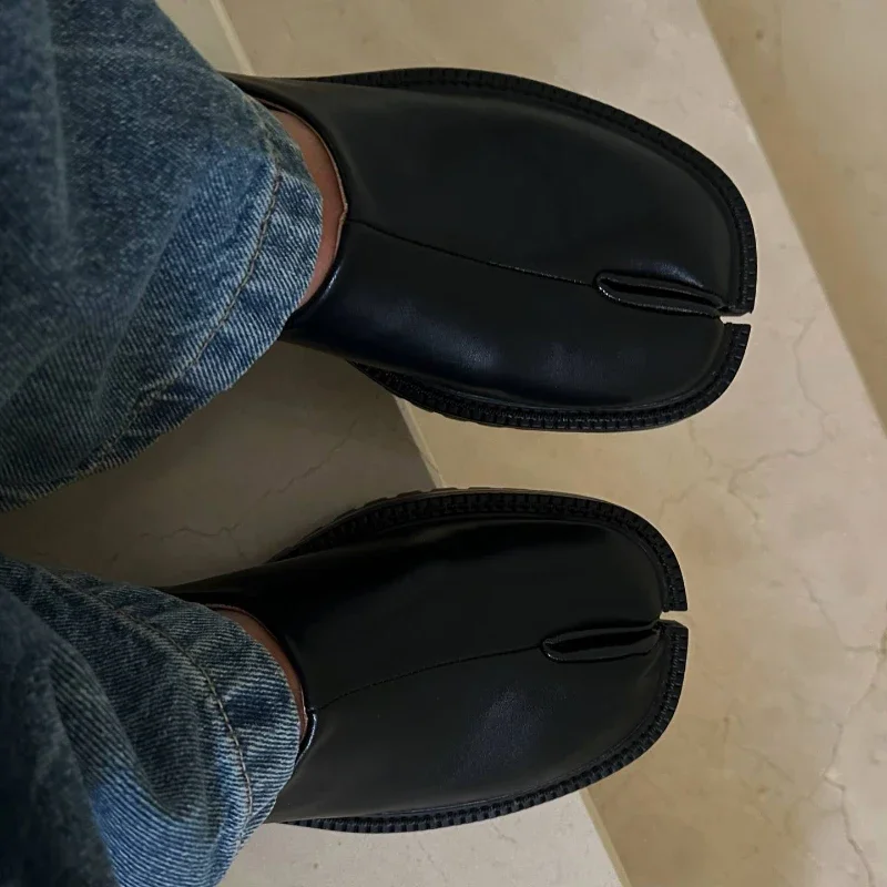 Chunky Platform Slip-on Tabi Loafers Women Brand Designer Split Toe Size 35-45 Unisex Concise Fashion Pig Trotter Shoes 2025 3