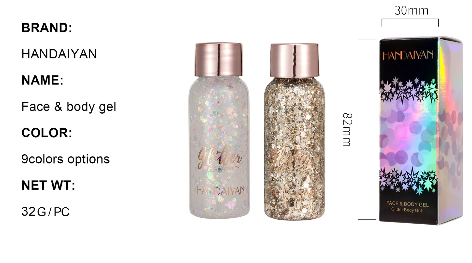 Description Picture 4 of itemWith Smear Spoon Multifunctional Eye Glitter Nail Hair Body Face Glitter Gel Art Flash Loose Sequins Cream Festival Glitter Deco