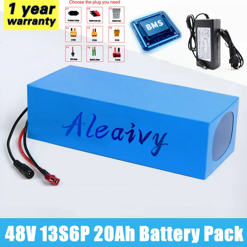 

Aleaivy 48V 20AH High Power 1000W Electric Bike Battery 48V 20AH E-bike Battery 48 Volt Lithium Battery with BMS 2A Charger