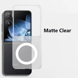Magnetic Magsafe Clear Protective Flip Case for Plastic (Beige)