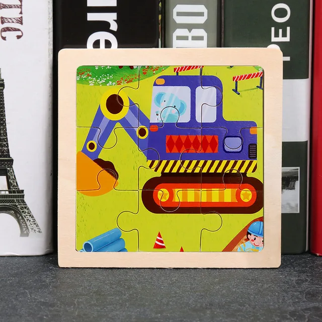 9-Piece Mini Wooden Jigsaw Puzzle Set - Montessori Educational Board Game
