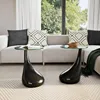 2 piece set Round Coffee table with glass top - Modern and small, black coffee table (diameter 16.5 inches) 4