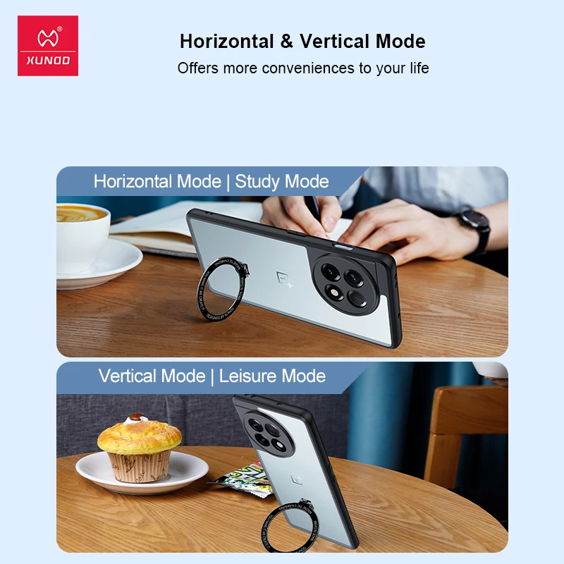 Xundd For OnePlus ACE 2 Pro ACE2 Magnetic Holder Case,Aribags Shockproof Shell,Camera Protction PC+TPU Back Transparent Cover