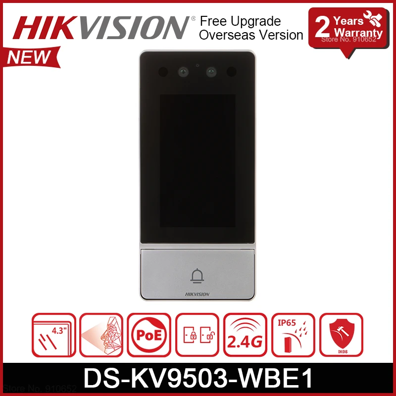Multi-Language Hikvision DS-KV9503-WBE1 WiFi IP Doorbell POE Door Station Video Intercom IK08 IP65 Face Recognition