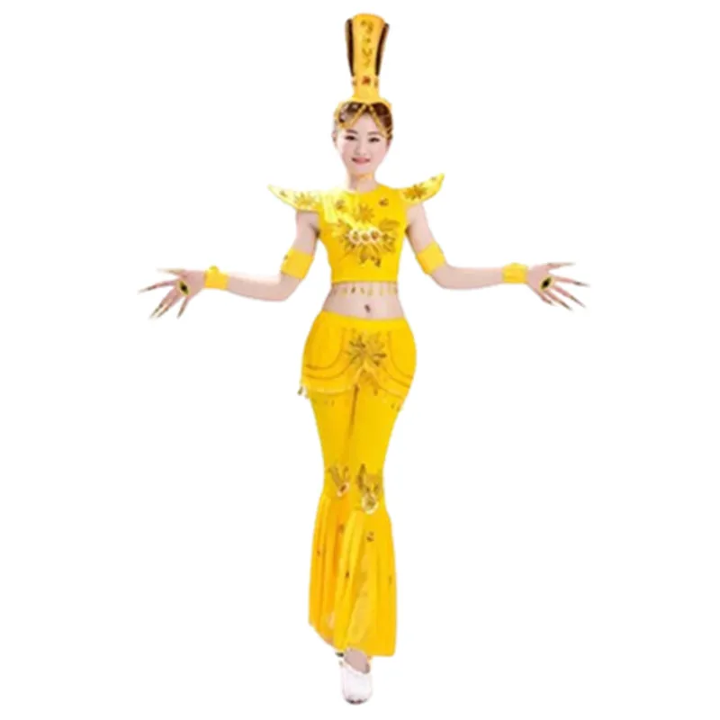 yellow dance suit for children and women yellow dance costume Thousand-Hand Kwan-yin cosplay clothing festival dance costume
