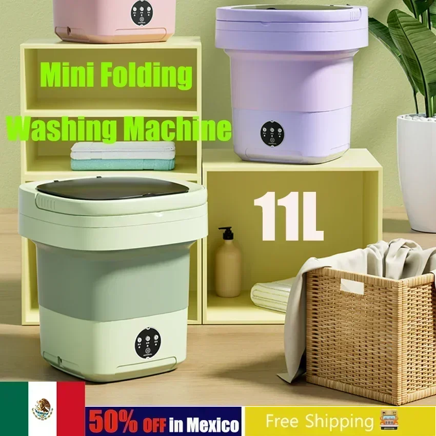 6L 11L Folding Portable Washing Machine with Spin Dryer for Clothes Travel  Home Ultrasonic Underwear Socks Mini Washer 110V 220V - AliExpress