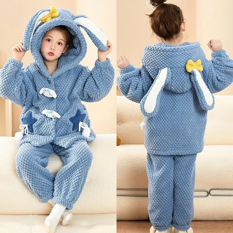 

Cute Kawaii Sanrios Cinnamoroll Cartoon Pajamas Melody Anime Children Winter Girl Parent-Child Nightwear Homewear Sleepwea Suit