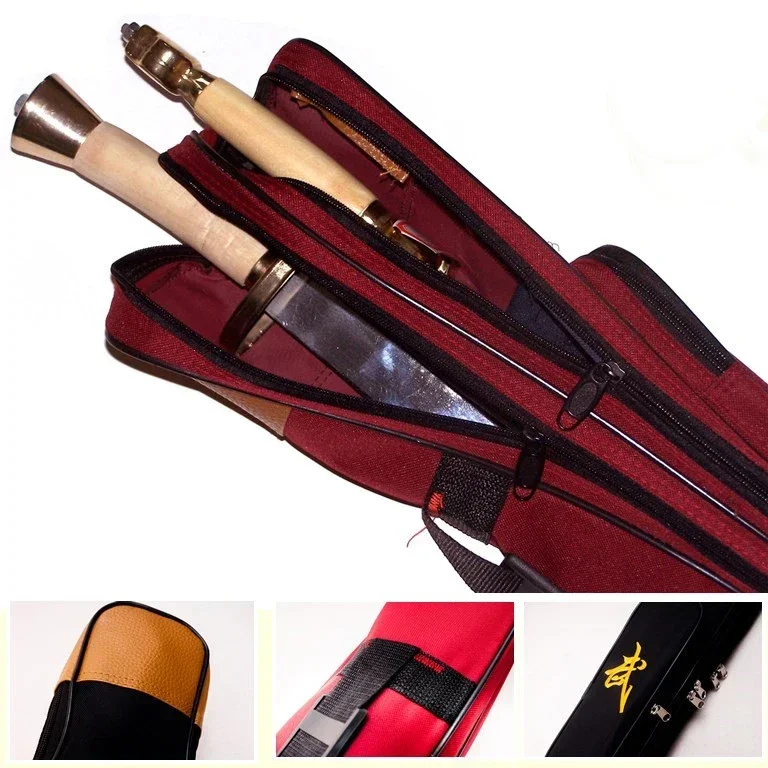 Two Layer Tai Chi Sword Bags 110cm Oxford Fabric Wushu Carry Case Weapon Bag Kendo Bag Embroidery Chinese Characters