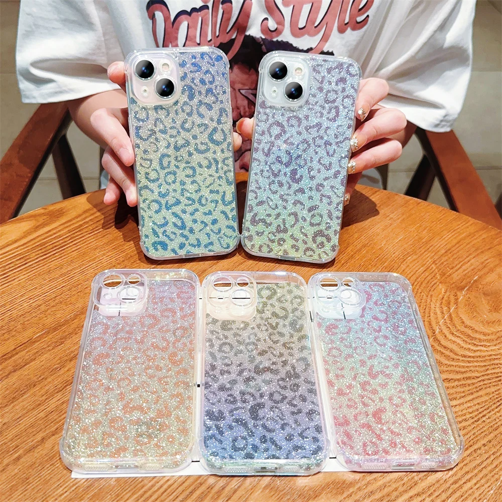 „Lase Leopad“ apsauginis telefono dėklas, skirtas „iPhone 15“, 14, 13, 12, 11, „Po Max Mini XR XS X 7 8 Plus“ ir atsparus smūgiams, minkštas TPU dėklas._voghion.com