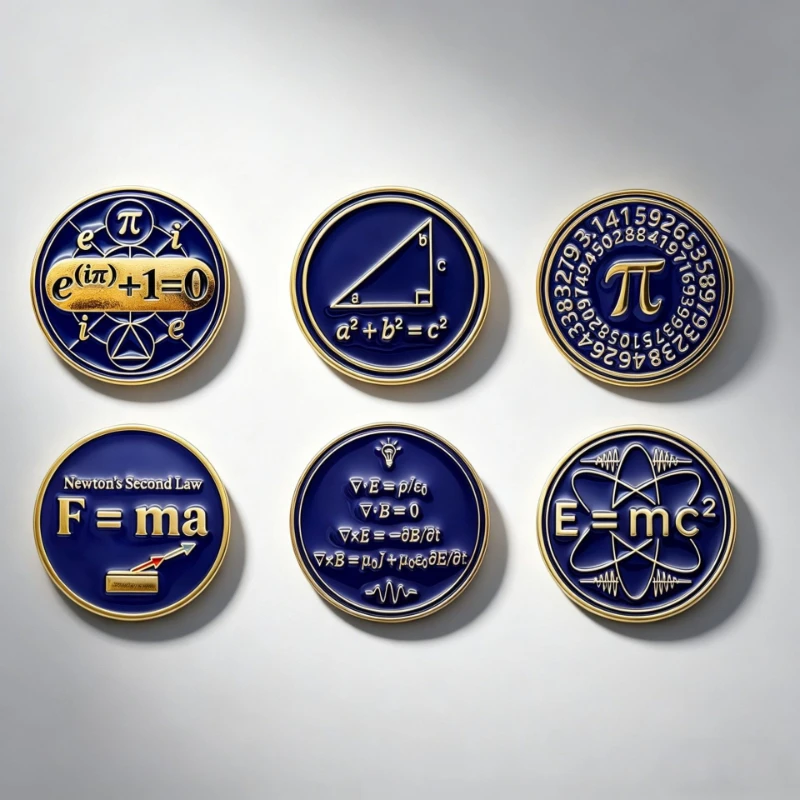 Math Formula Pin Pi Physics Chemistry Metal Badge Brooch DIY for Clothes Bags Shoes Hat Scarf T-shirt Jeans Decoration