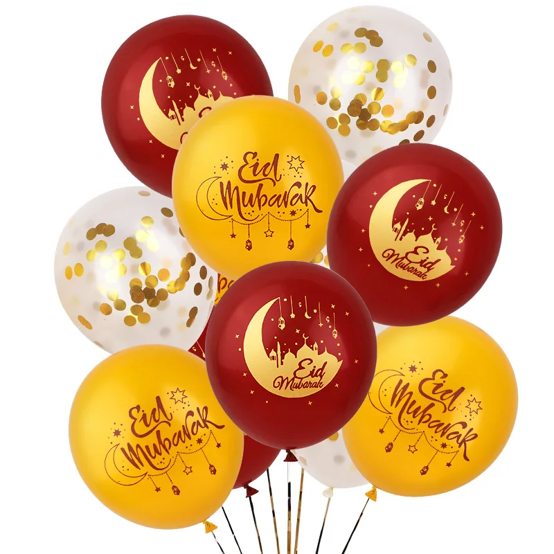 15/30Pcs Eid Mubarak Confetti Latex Balloons Set 2026 Muslim Islamic Festival Party Home Decoration Supplies Ramadan Kareem Gift