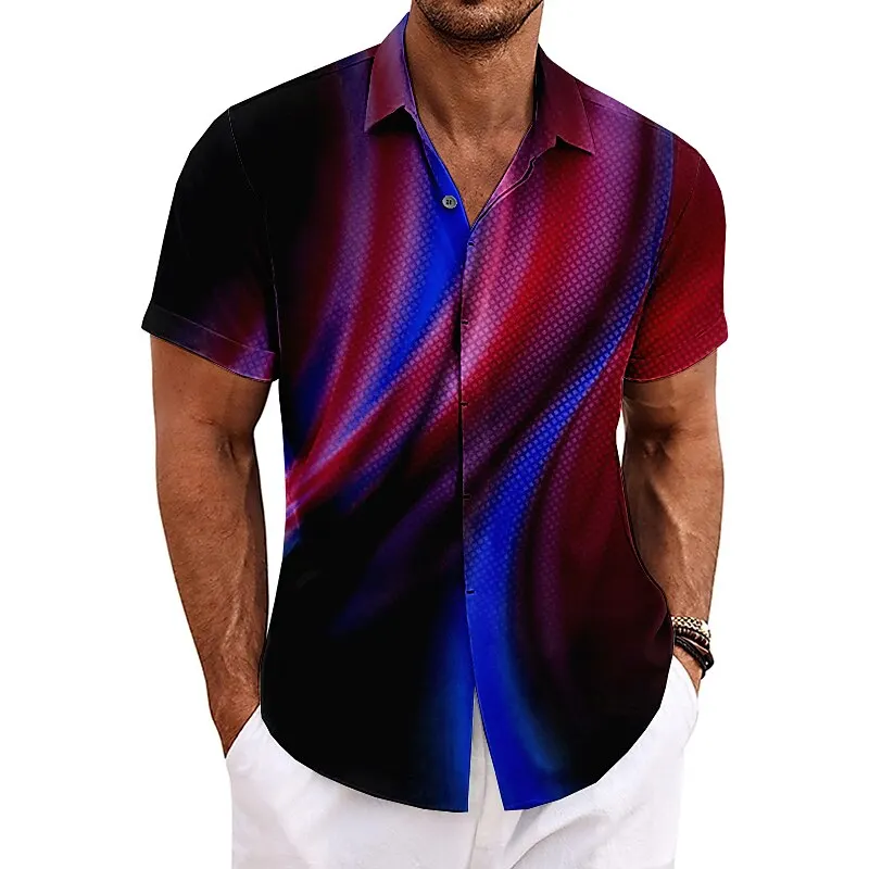 Гавайская Мужская рубашка с коротким рукавом и градиентным принтом рубашка мужская оверсайз с коротким рукавом винтажная гавайская блуза с 3d принтом черепа красавица готика рок лето