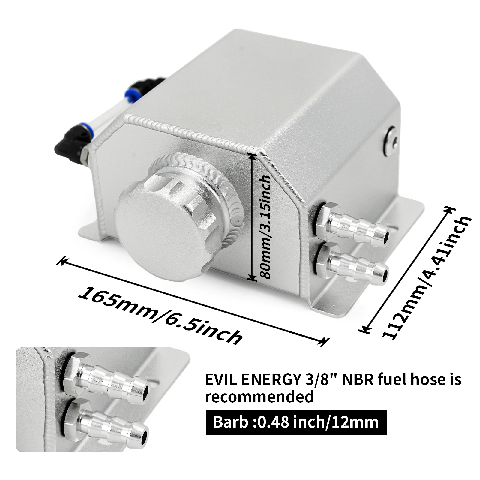 Universal 1L Aluminum Silver Black Oil Catch Can Reservoir Tank With Drain Plug Breather Oil Tank Fuel