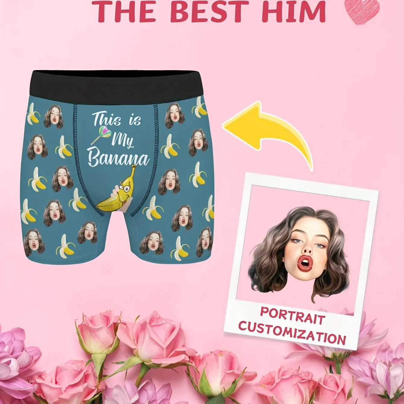 Custom Personalized Photo Men's Underwear Face Photo Boxer Briefs Novelty Print Men's Underwear Valentine's Day Gift for Husband 2