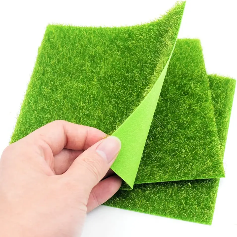 4PCS 인공 정원 잔디 잔디 요정 정원 장식 액세서리 시뮬레이션 된 잔디 15*15CM 마이크로 조경 장식