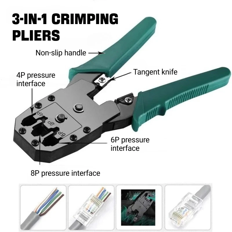 11-in-1 Computer Network Tool Set Professional Cable Tester Crimping Pliers for RJ45 RJ12 Ethernet Cables Repair