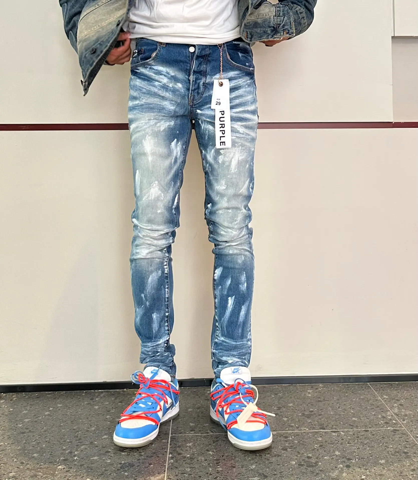 

light blue designer denim jeans skinny Ripped Distressed Slim Fit Destroyed Stretch Pants destroyed Pants streetwear Trousers