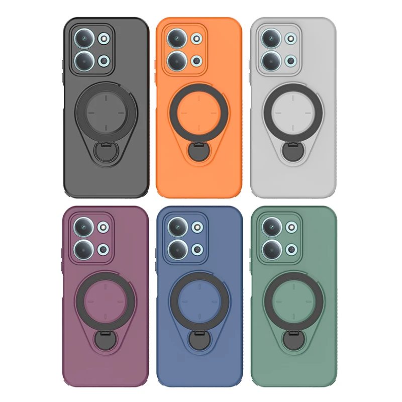 Rotating Magnetic Stand Phone Case with Wireless Charging and Shockproof Armor Protection