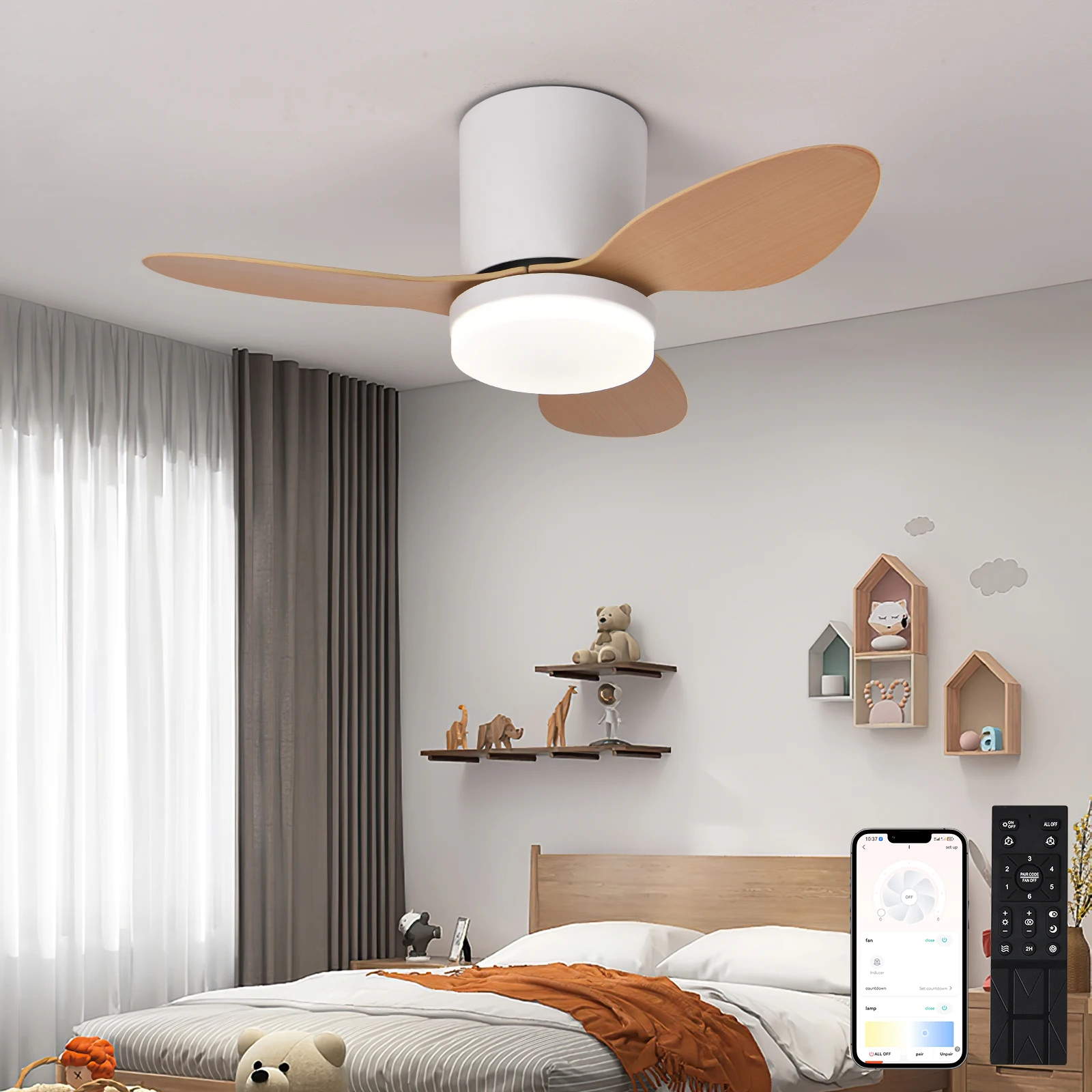 Ceiling Fan 6-speed smart dimming LED Ceiling fan lighting bedroom room lamps Living room lights Silent and powerful ceiling fan led ceiling fan lights led fan light led ceiling lights