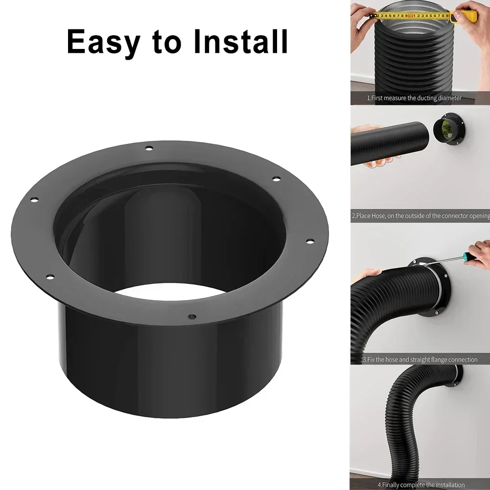 Flange Connector 100-150mm ABS Round Pipe Flange Seat Aluminum Tube Air Ventilation Hose Exhaust Duct Fresh Air System Vent Hardware