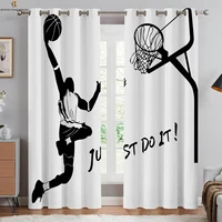 Basketball Sports 3d Printing Curtains Boys And Girls Room Dormitory Decoration Creative Curtains Can Be Customized 2 Pieces 1