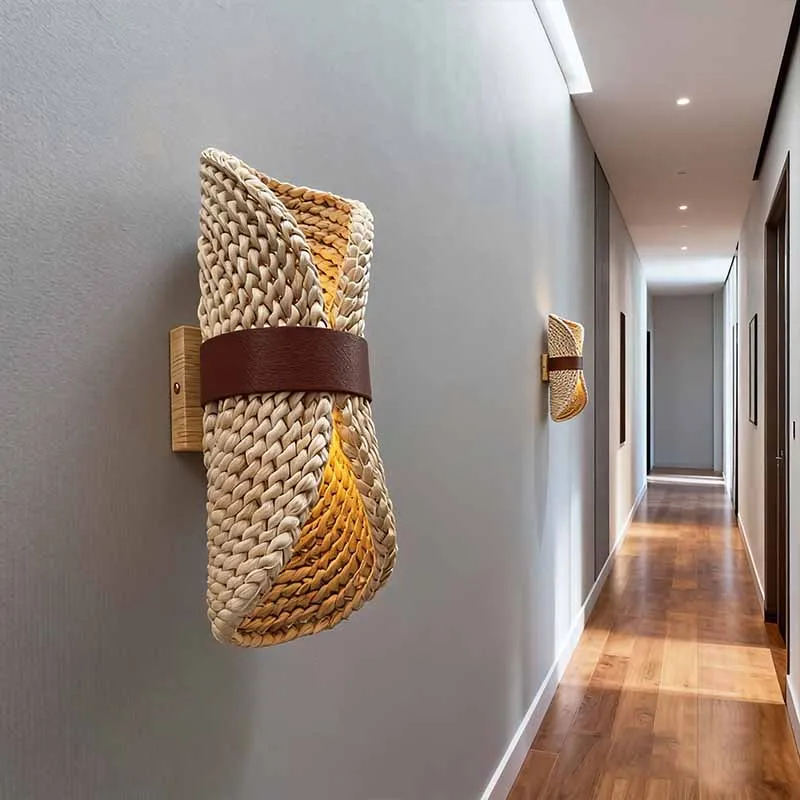 مصباح جداري G9 بإضاءة دافئة، تصميم ياباني من مواد طبيعية، إضاءة جدارية لغرف النوم والممرات والفنادق والإقامات المنزلية، إنارة ريفية