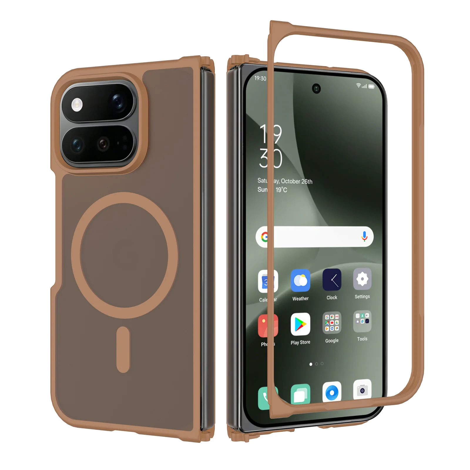Deluxe Frosted Magnetic 2-in-1 Folding Phone Case with Wireless Charging Compatibility