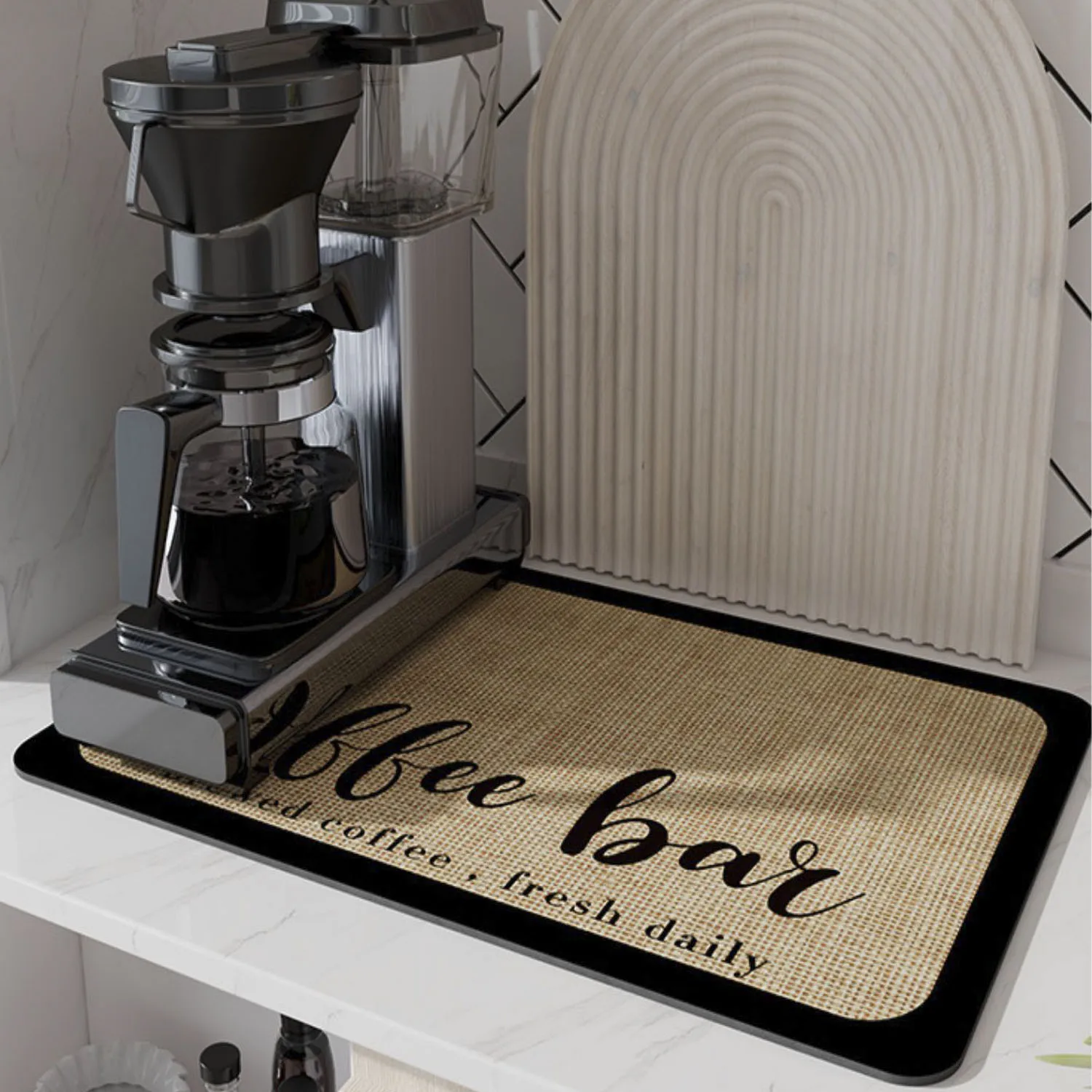 Tappetino Scorrevole Per Macchina Da Caffè – 42x15 Cm, Base Antiscivolo, Con Laccio Per Appendere – Protezione Piano Cucina