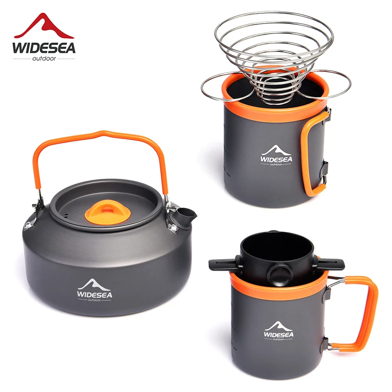 

WIDESEA Camping Coffee Cookware Set Equipment Outdoor Tableware Mug Kettle Pot Cooking Teapot Filter Rack Cup Cauldron Tourism