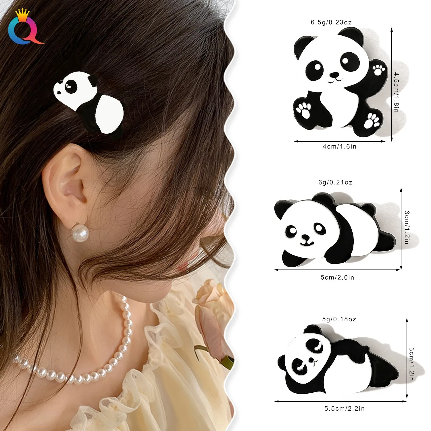 

2024 Cute Acrylic Panda Cartoon Hairpins Children Girls Kids Bangs Hair Clips Barrettes Accessories Hairclip Headwear Headdress