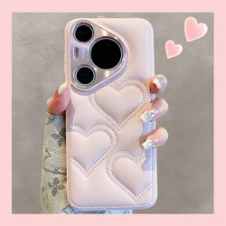 Luxury Electroplated Leather Phone Case with Cartoon Love Heart Design - Soft TPU Protective Back Cover for Honor X60 (Pink)