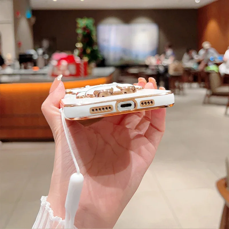 Ovitek za telefon z vrvjo in stojalom za zajčke za Samsung Galaxy S24 S23 S22 S21 S20 FE Ultra Plus A05S A05 A15 A25 A35 A55, mehak_voghion.com