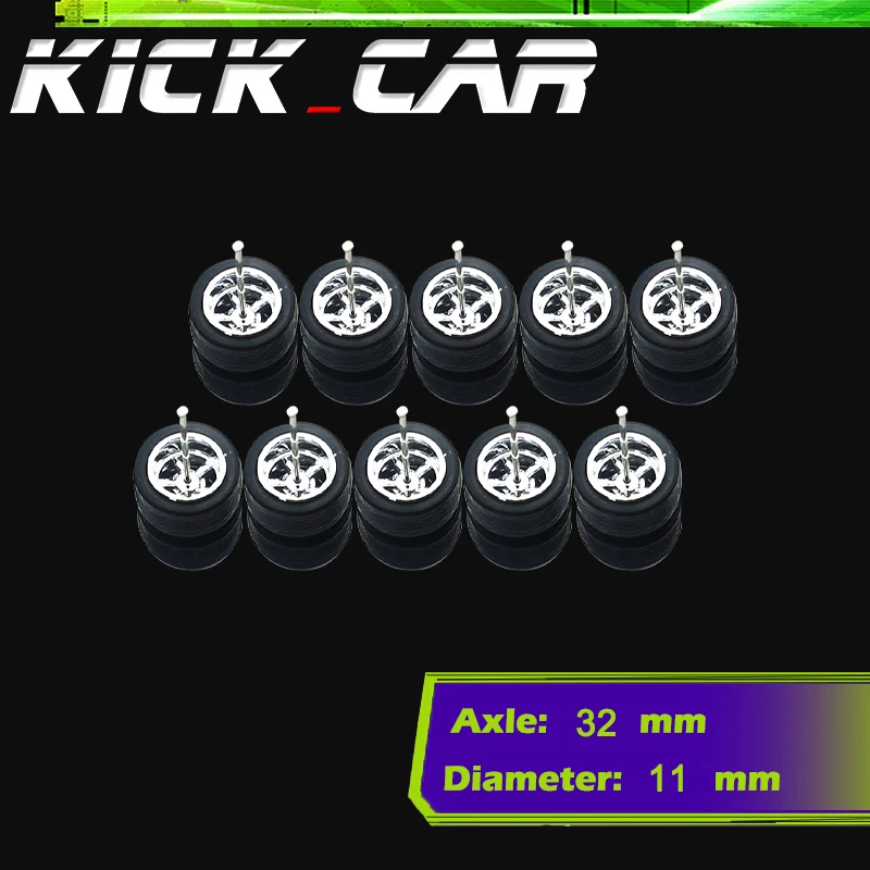 Model Car 1/64 Wheels With Rubber Tires 5sets Electroplating ABS Basic Modified Parts Vehicle Toy for Hotwheels Tomica Mini GT