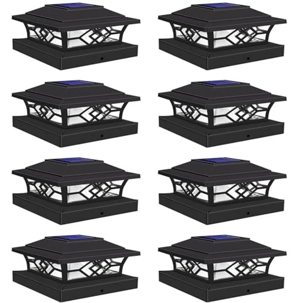 Solar Fence Post Lights Outdoor 2 Light Modes Waterproof Solar Powered Cap Lights 3.5x3.5/4x4/5x5/6x6 Posts Easy Install Long