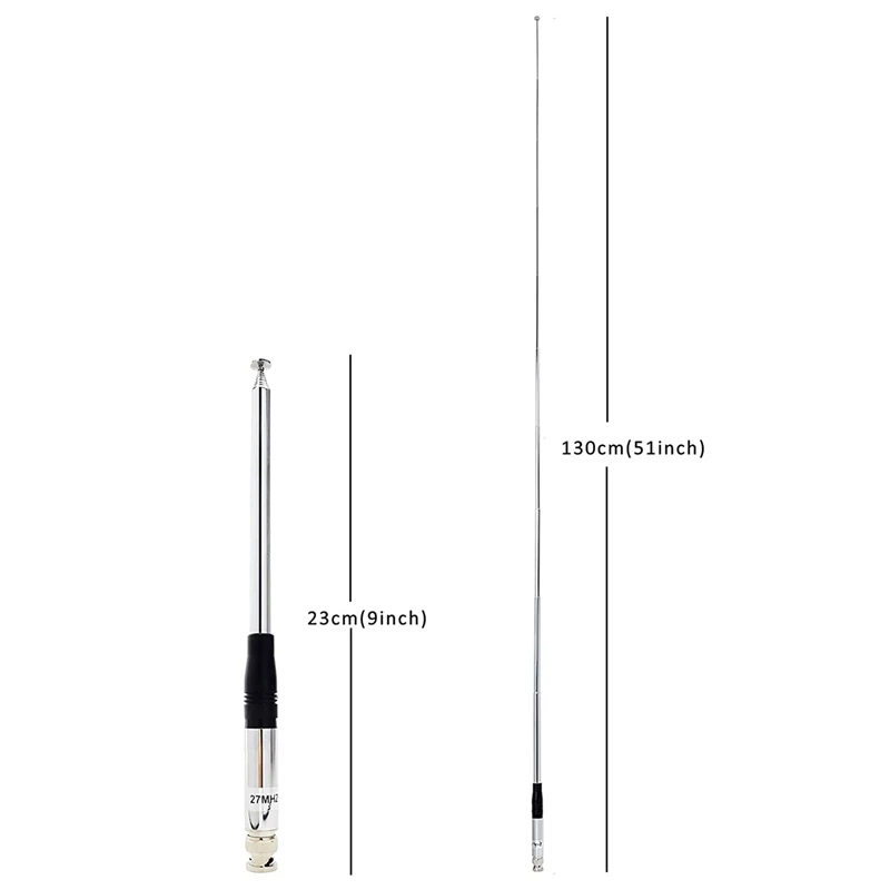 Telescopic Antenna 9-51-Inch 27Mhz For CB Handheld/Portable Radio BNC Connector